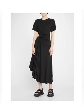A.L.C. Black Twisted-Knot Midi Dress